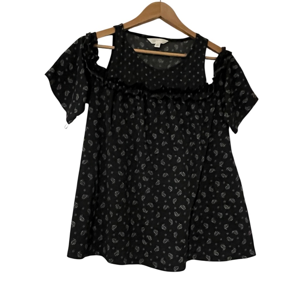 Lauren Conrad Top-Women’s Small Paisley Print Cold Shoulder Blouse